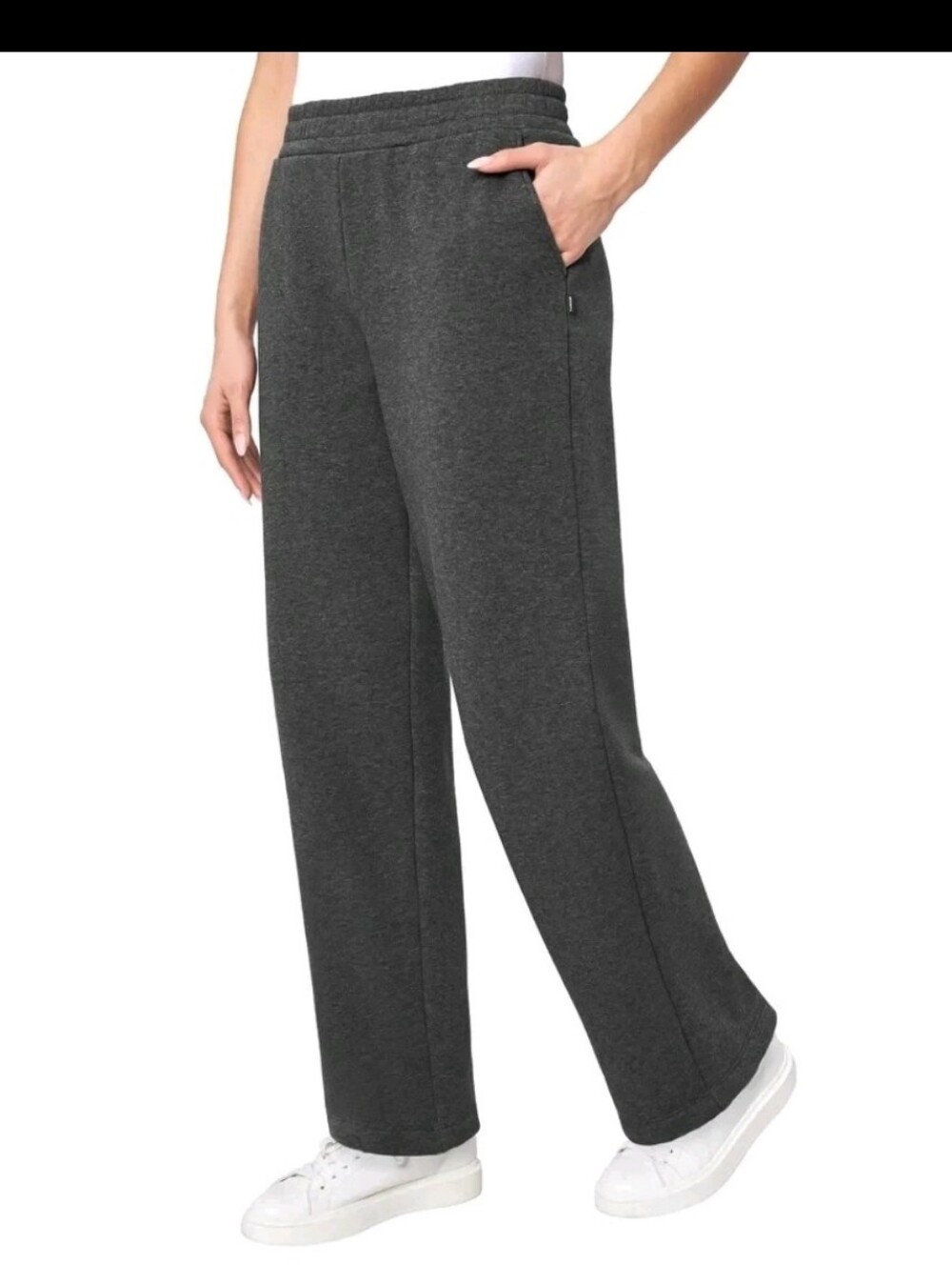 Mondetta Charcoal Wide-Leg Fleece Lined Sweat Pants Size Large NWT
